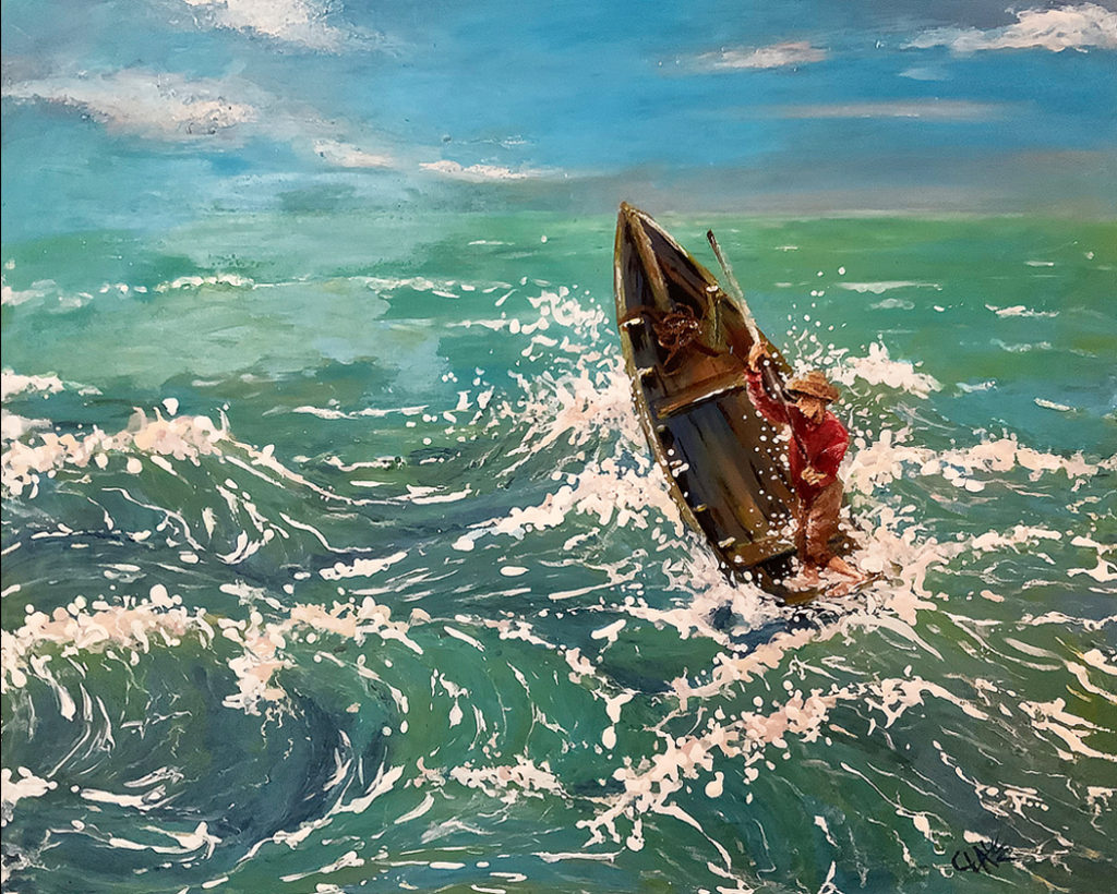 Against the wave — cocoa butter painting